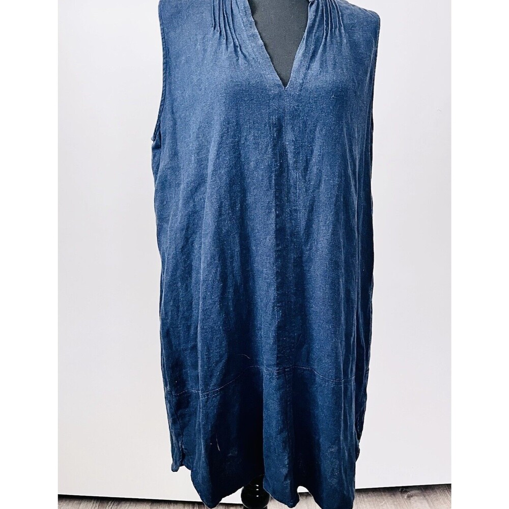 4OUR Dreamers Anthropologie Dress L Linen Pintuck Knee‎ Length Boho Laganlook